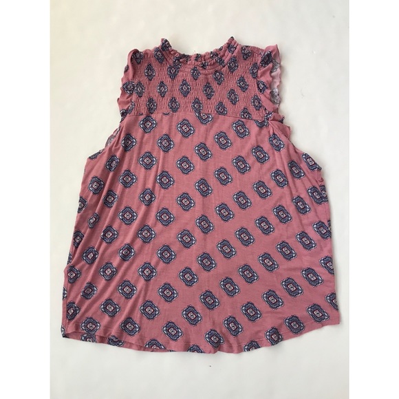 Self Esteem Women’s Rose Multicolored Sleeveless Ruffled Sleeve Top Size Large - Picture 6 of 6